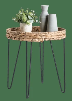 AKELA Table D'appoint Noir, Naturel