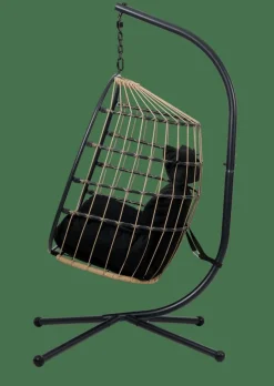 BAZAI Chaise Suspendue Avec Support Noir