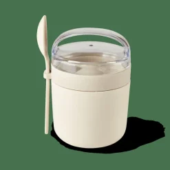 FRESHMOOD Pot à Petit Déjeuner +cuillère 32cl Blanc, Brun, Vert