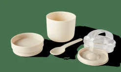 FRESHMOOD Pot à Petit Déjeuner +cuillère 32cl Blanc, Brun, Vert