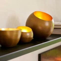 GIMINI Support Bougie Chauffe-plat Doré