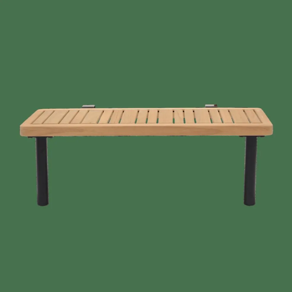 HANNA Lounge Teck Table D'appoint Noir, Naturel