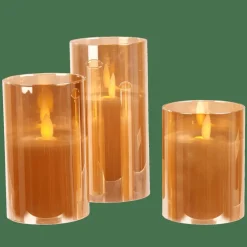 ION Bougies LED Set De 3 Ambre