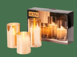 ION Bougies LED Set De 3 Ambre