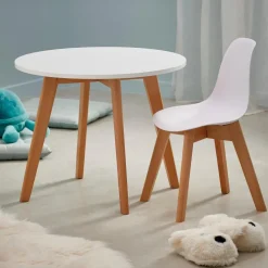 MATHIAS Chaise Pour Enfants Blanc, Naturel