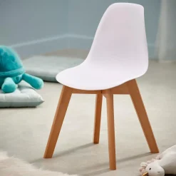 MATHIAS Chaise Pour Enfants Blanc, Naturel