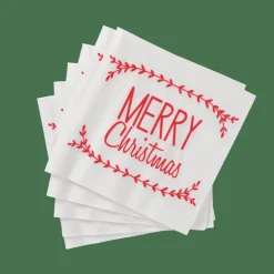 MERRY CHRISTMAS Set De 20 Serviettes Rouge