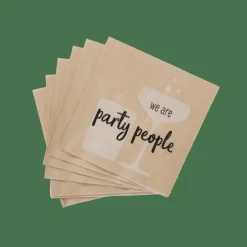 PARTY PEOPLE Set De 20 Serviettes Beige