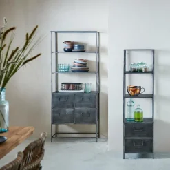 PHARMA Étagère Murale Avec 2 Tiroirs Noir