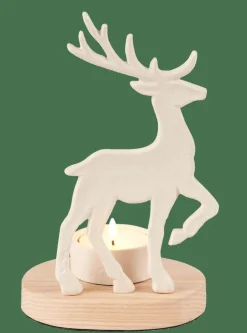 SCANDY DEER Porte-bougie Chauffe-plat Blanc, Naturel