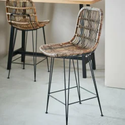 SUMATRA Tabouret De Bar Noir, Naturel