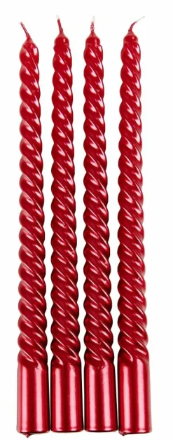 TWIST Bougies Torsadées Set De 4 Rouge
