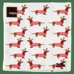 X-MAS DOG Set De 20 Serviettes Multicolore