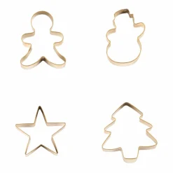 X-MAS Set à Pâtisserie 4P. Spatule Avec 3 Emporte-pièces Doré, Multicolore